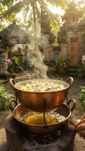 Double-Boiler Infusion of frangipani in bali village